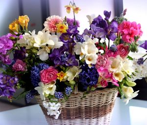 Preview wallpaper flowers, colorful, different, basket, flower, beautiful