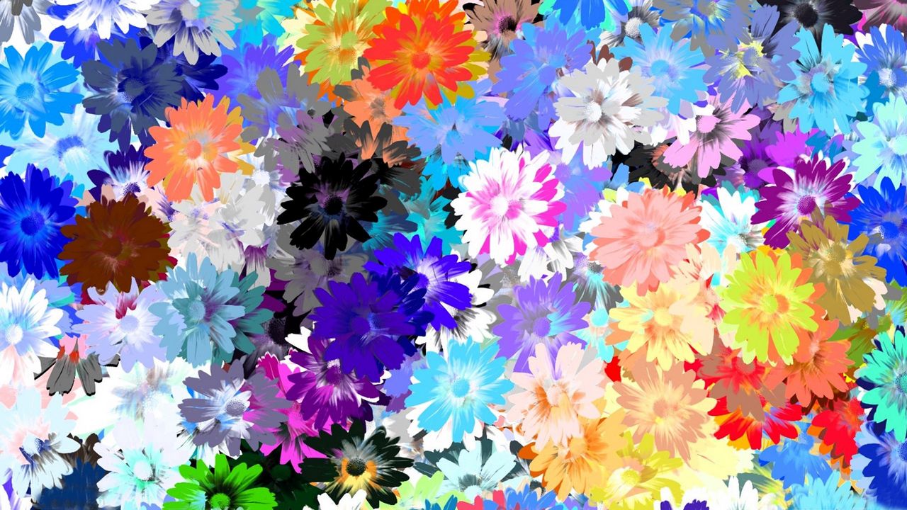 Wallpaper flowers, colorful, drawing, oil