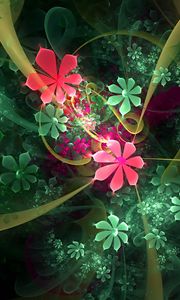 Preview wallpaper flowers, dip, fractal, light, bright