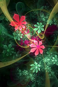 Preview wallpaper flowers, dip, fractal, light, bright