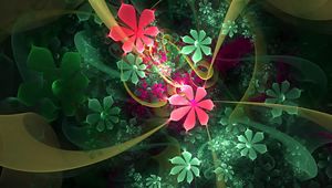 Preview wallpaper flowers, dip, fractal, light, bright