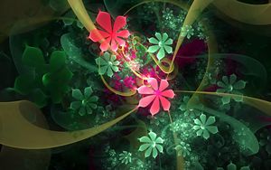Preview wallpaper flowers, dip, fractal, light, bright
