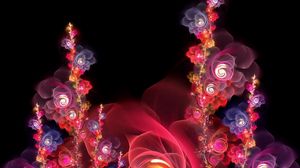 Preview wallpaper flowers, fractal, bright, red