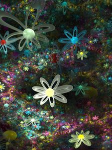 Preview wallpaper flowers, fractal, bright, veil