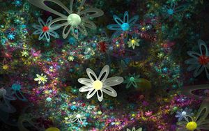 Preview wallpaper flowers, fractal, bright, veil