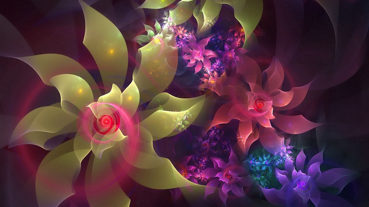Wallpaper flowers, fractal, line, pattern, color