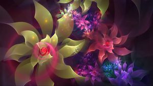 Preview wallpaper flowers, fractal, line, pattern, color