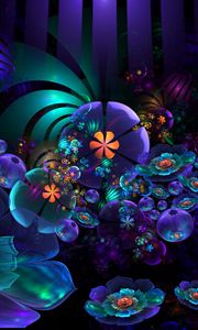 Preview wallpaper flowers, fractal, scales, light, dark