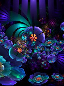 Preview wallpaper flowers, fractal, scales, light, dark