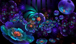 Preview wallpaper flowers, fractal, scales, light, dark