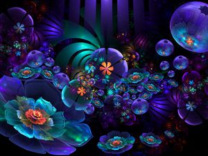 Preview wallpaper flowers, fractal, scales, light, dark