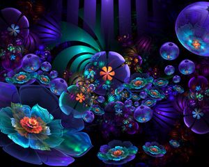 Preview wallpaper flowers, fractal, scales, light, dark