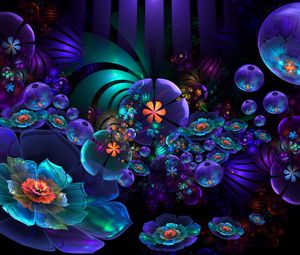 Preview wallpaper flowers, fractal, scales, light, dark