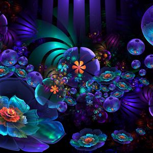 Preview wallpaper flowers, fractal, scales, light, dark