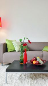 Preview wallpaper flowers, fruit, table, living room, carpet