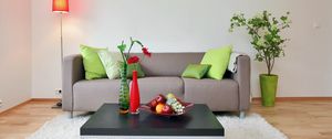 Preview wallpaper flowers, fruit, table, living room, carpet