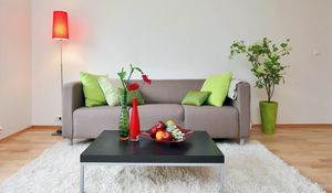 Preview wallpaper flowers, fruit, table, living room, carpet
