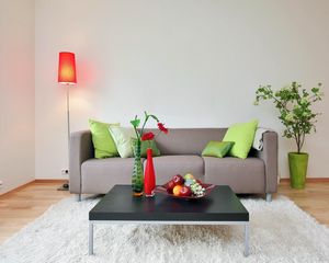 Preview wallpaper flowers, fruit, table, living room, carpet