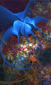 Preview wallpaper flowers, glare, fractal patterns, multicolored