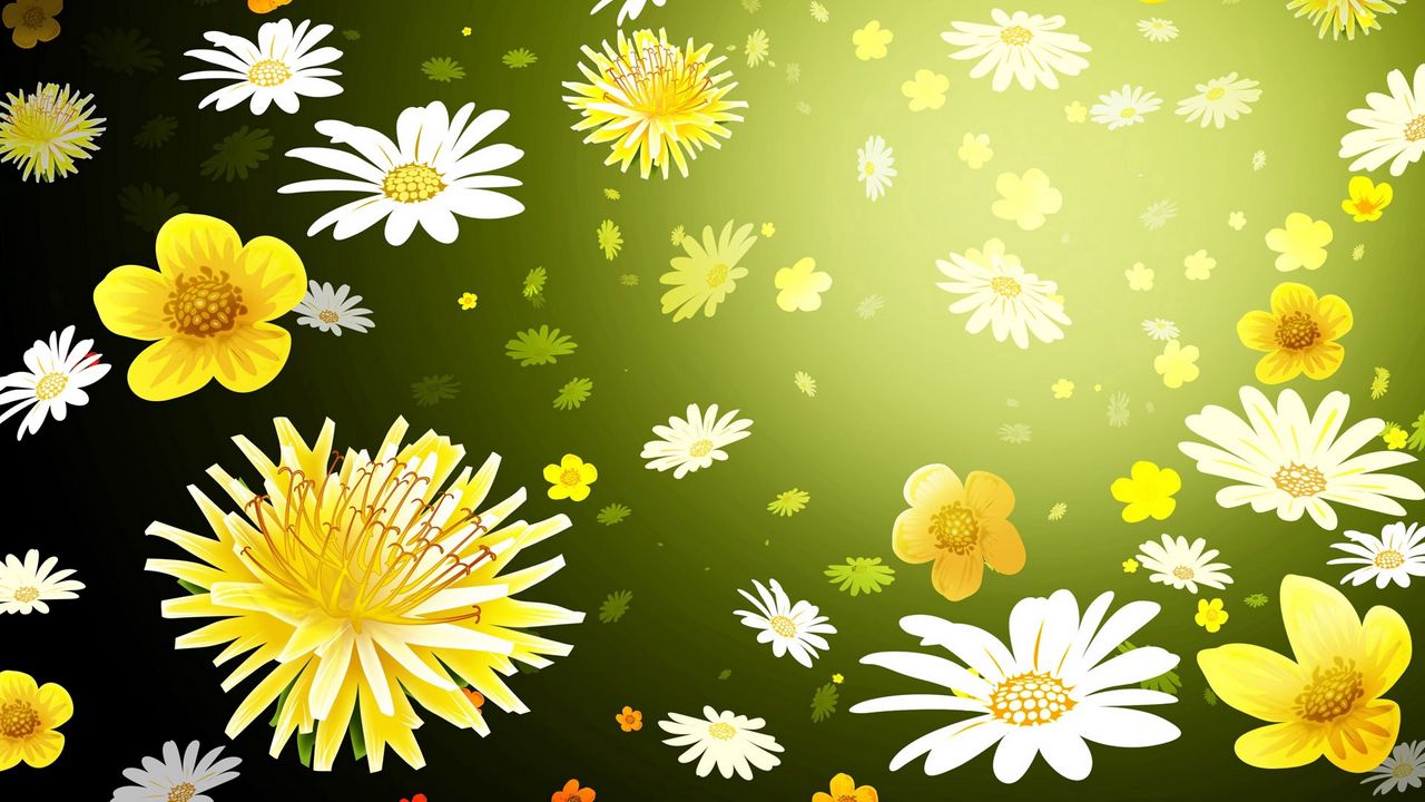 Wallpaper flowers, graphic, background, daisies, dandelions