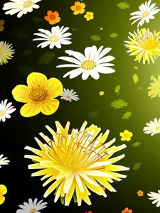 Preview wallpaper flowers, graphic, background, daisies, dandelions