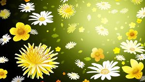 Preview wallpaper flowers, graphic, background, daisies, dandelions