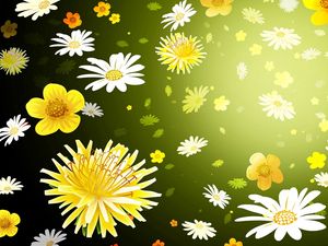 Preview wallpaper flowers, graphic, background, daisies, dandelions