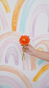 Preview wallpaper flowers, hand, minimalism