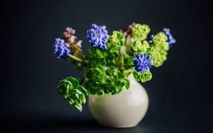 Preview wallpaper flowers, leaves, bouquet, vase