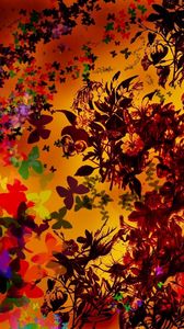 Preview wallpaper flowers, leaves, butterflies, creativity, autumn, mood