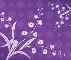 Preview wallpaper flowers, leaves, purple