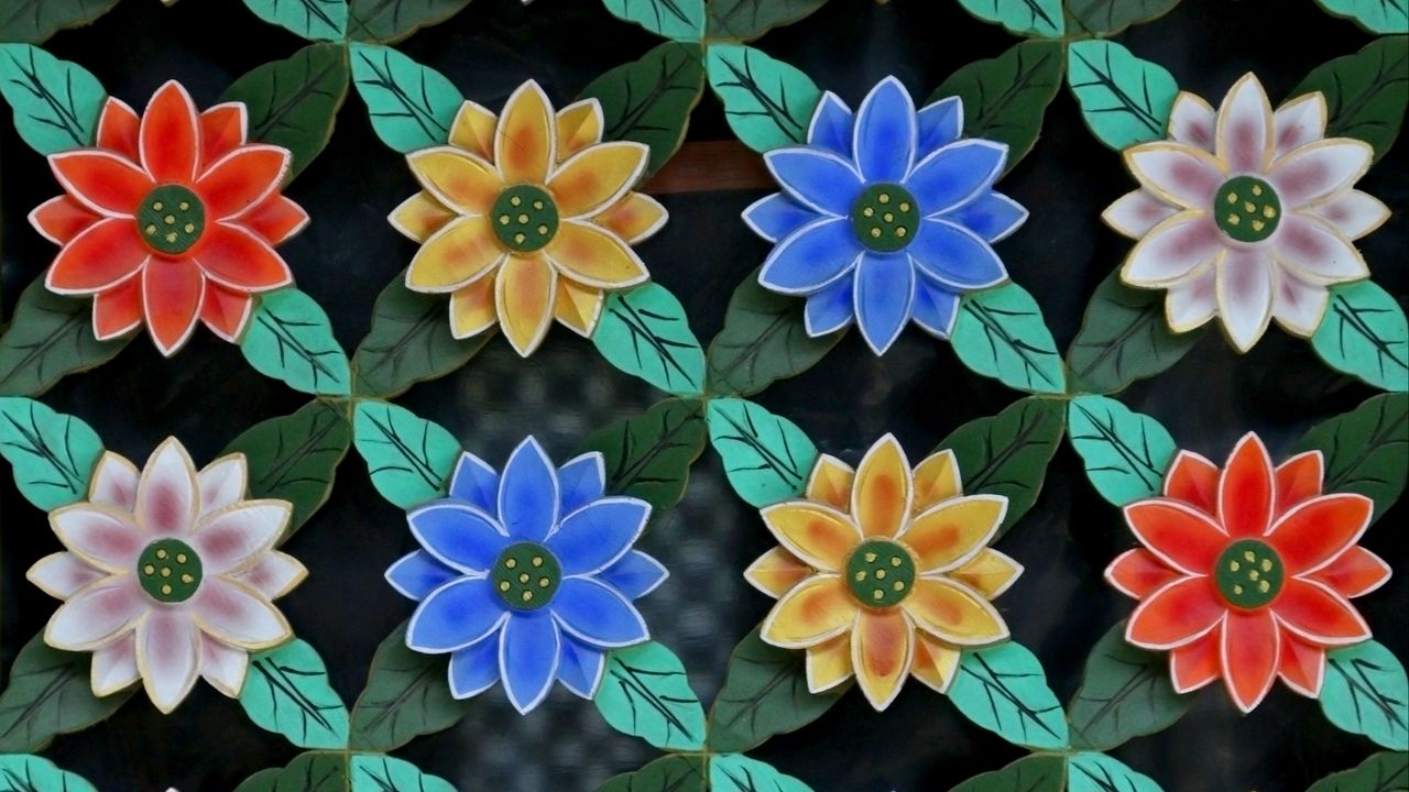 Wallpaper flowers, multicolored, pattern, floral