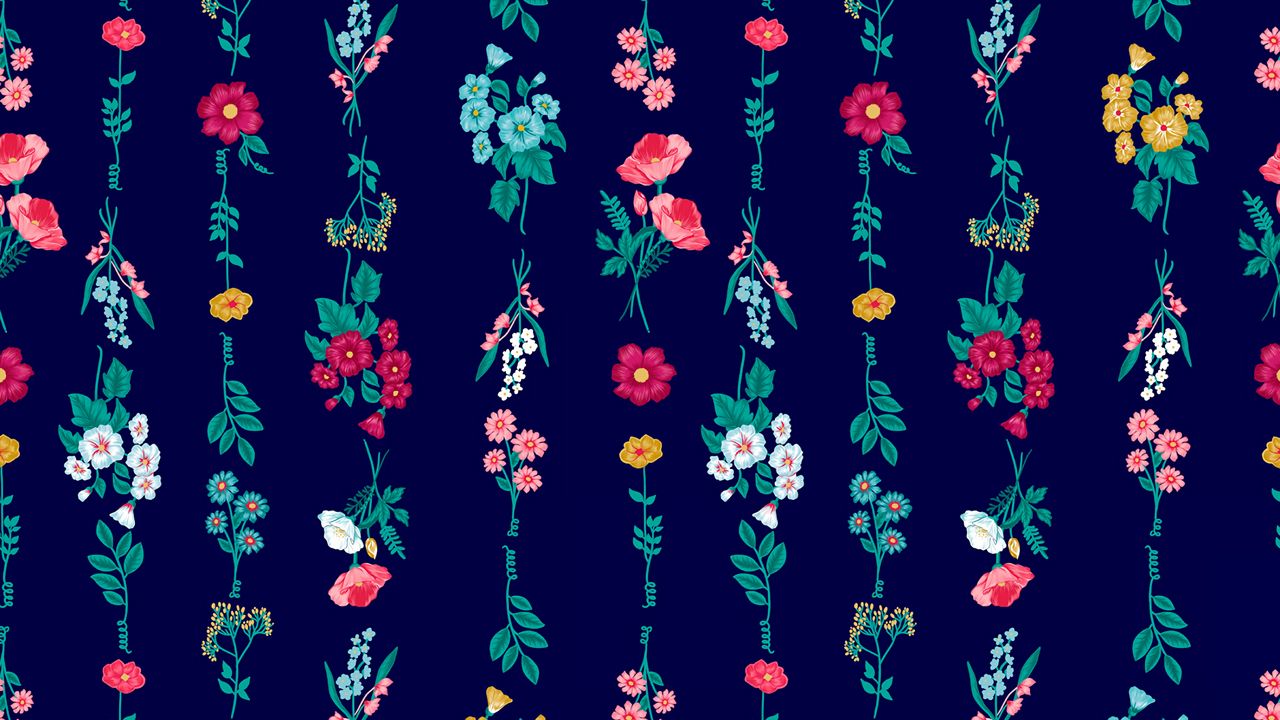 Wallpaper flowers, pattern, bouquets, colorful