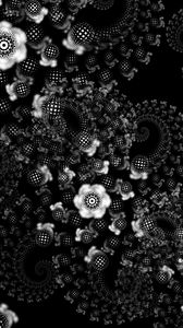 Preview wallpaper flowers, pattern, spiral, abstraction, black and white