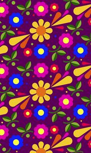 Preview wallpaper flowers, patterns, multicolored, vector