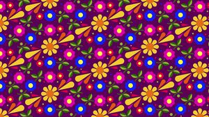 Preview wallpaper flowers, patterns, multicolored, vector