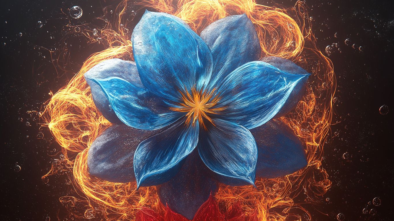 1366x768 Wallpaper flowers, petals, fire, flame