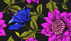 Preview wallpaper flowers, petals, leaves, patterns, bright, colorful