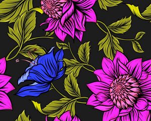 Preview wallpaper flowers, petals, leaves, patterns, bright, colorful