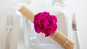 Preview wallpaper flowers, petals, plates, aesthetics, serving, white