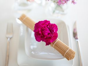 Preview wallpaper flowers, petals, plates, aesthetics, serving, white