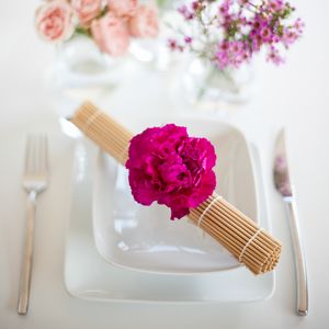 Preview wallpaper flowers, petals, plates, aesthetics, serving, white