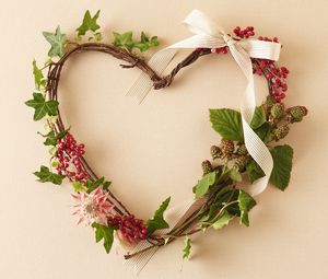 Preview wallpaper flowers, plants, branches, stems, wreath, berries, ribbon
