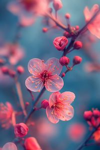 Preview wallpaper flowers, spring, pink, petals, blur
