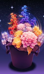 Preview wallpaper flowers, stars, art, space, starry sky