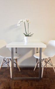 Preview wallpaper flowers, table, chairs, aesthetics, interior, white