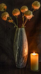 Preview wallpaper flowers, vase, bouquet, candle