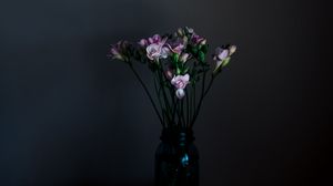 Preview wallpaper flowers, vase, dark, bouquet