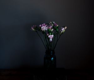 Preview wallpaper flowers, vase, dark, bouquet