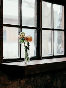 Preview wallpaper flowers, vase, window, bouquet